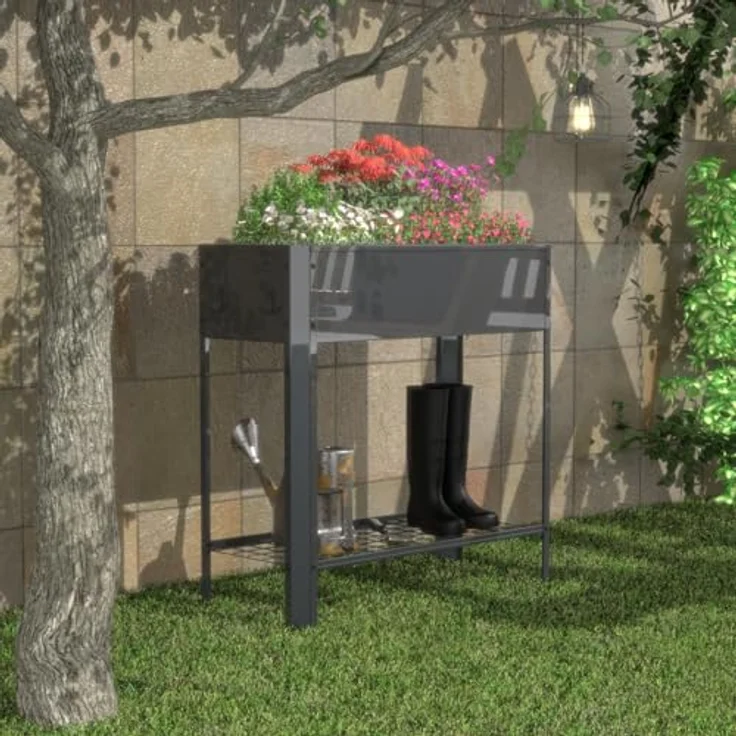 Urban Hochbeet Balora XL, Metall Hochbeet 80x35 cm mit praktischem Ablagefach und einfacher Aufbauanleitung – Bild 2