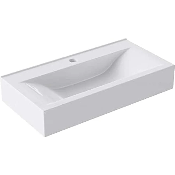 doporro Waschbecken Aufsatzwaschbecken Hängewaschbecken 60cm Keramik weiß inkl. Nano-Versiegelung Brüssel118g – Bild 1