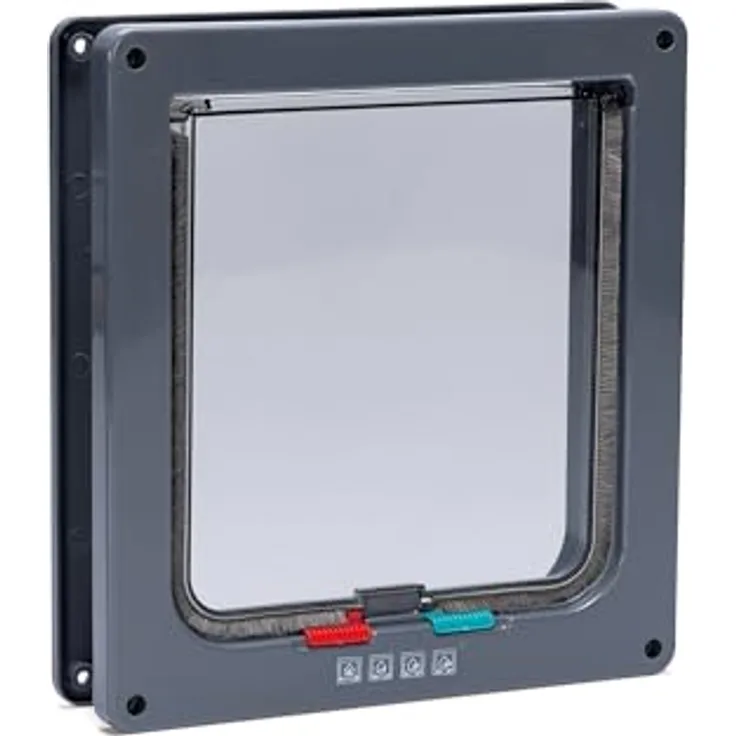 Karlie Katzenklappe Katzentür 4-Wege anthrazit, Geräuschlose Klappe mit Magnetverschluss und Bürstendichtung für wetter- und zugluftgeschützten Zugang