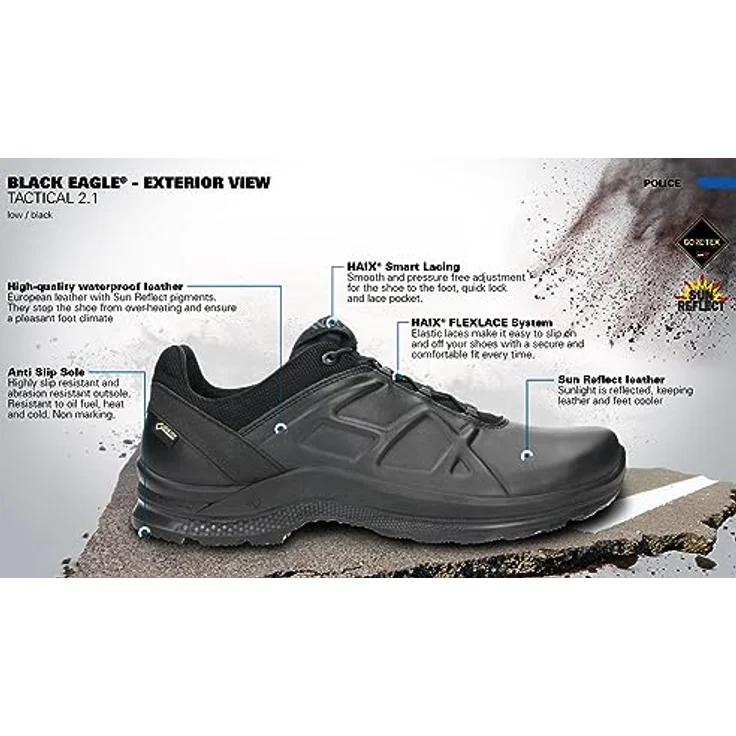 haix BLACK EAGLE Tactical 2.1 GTX low/black, Wasserdichter Arbeitsschuh mit rutschfester Außensohle und taktischer Funktionalität – Bild 4