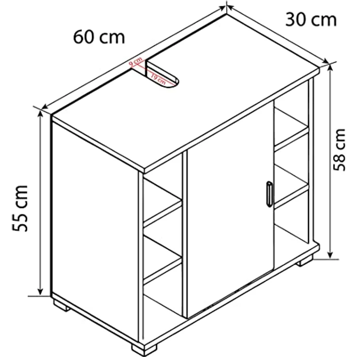VCM Holz Badmöbel Badunterschrank Waschbeckenunterschrank Badezimmer Zalo M Weiß/Schwarz – Bild 3