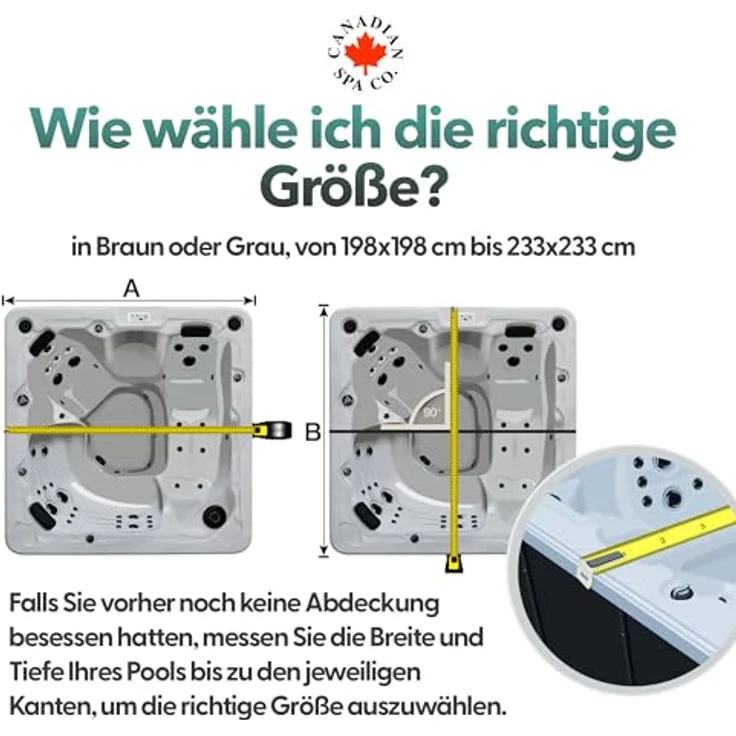 Canadian Spa Company Whirlpool-Abdeckung, quadratisch, braun, 233x233 cm, effektive Wärmedämmung, wasserdicht und UV-beständig, mit Sicherheitsgurten und stabilen Griffen – Bild 7