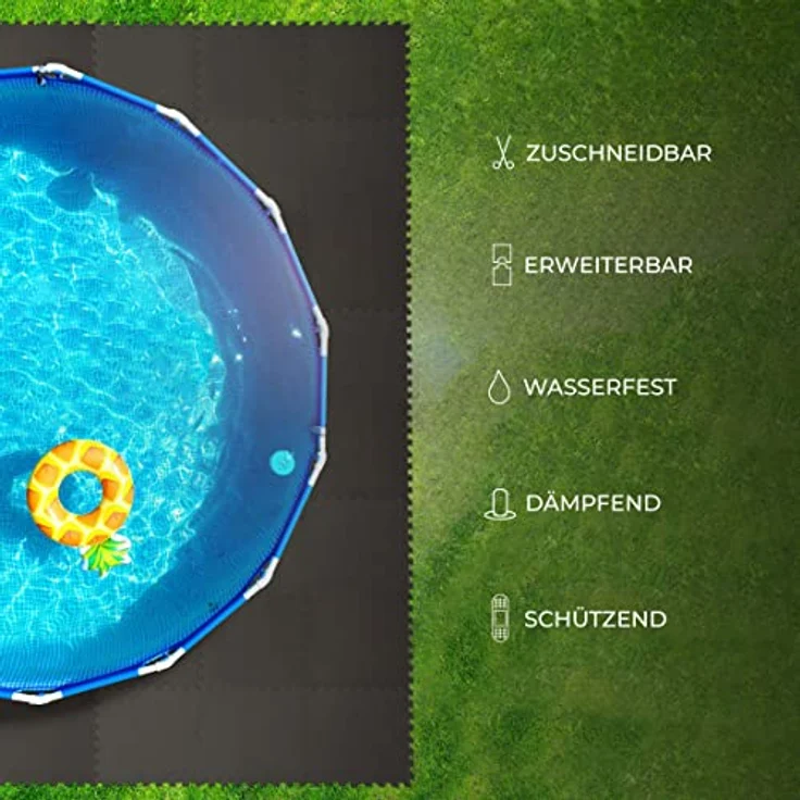 Pool Unterlegmatte Anthrazit - 8 Stück à 50x50cm (2m²) - Bodenschutzmatte für Pool und Planschbecken - schütz den Poolboden vor Beschädigungen – Bild 5
