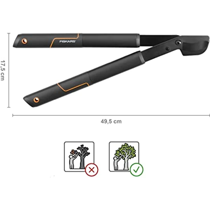 Fiskars SingleStep Bypass-Astschere für frisches Holz, Antihaftbeschichtet, Gehärteter Präzisionsstahl, Länge 50 cm, Schwarz, L28, 1001432 – Bild 3