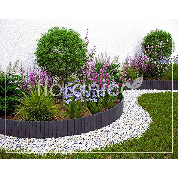 Floranica Rollborder Gartenzaun 103 x 10cm Anthrazit Rasenkante Holz Gartendeko Beeteinfassung Deko Mini Zaun Garten Natürliches imprägniertes Kiefernholz – Bild 5