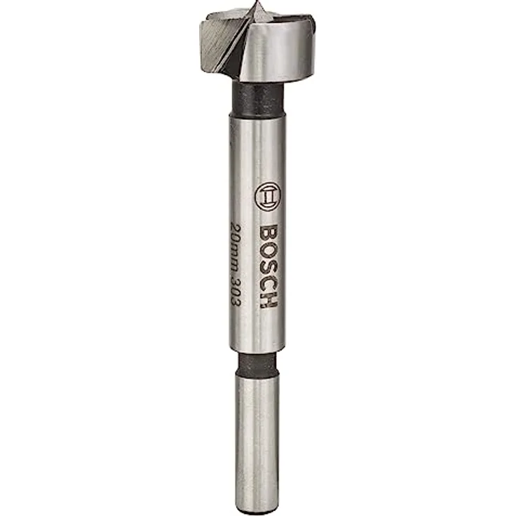 Bosch Forstnerbohrer 20 mm, Gesamtlänge 90 mm mit Zylinderschaft und Zentrierspitze für präzises Anbohren