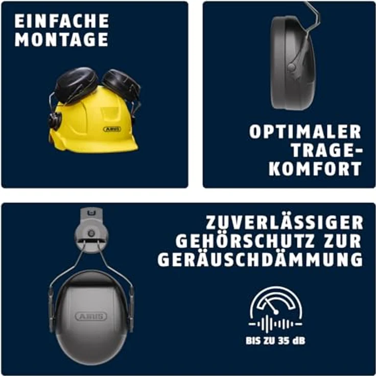 Abus Kapselgehörschutz, Gehörschutz mit verstellbaren Bügeln und 360-Grad-Drehung, kompatibel mit ABUS Schutzhelmen – Bild 3