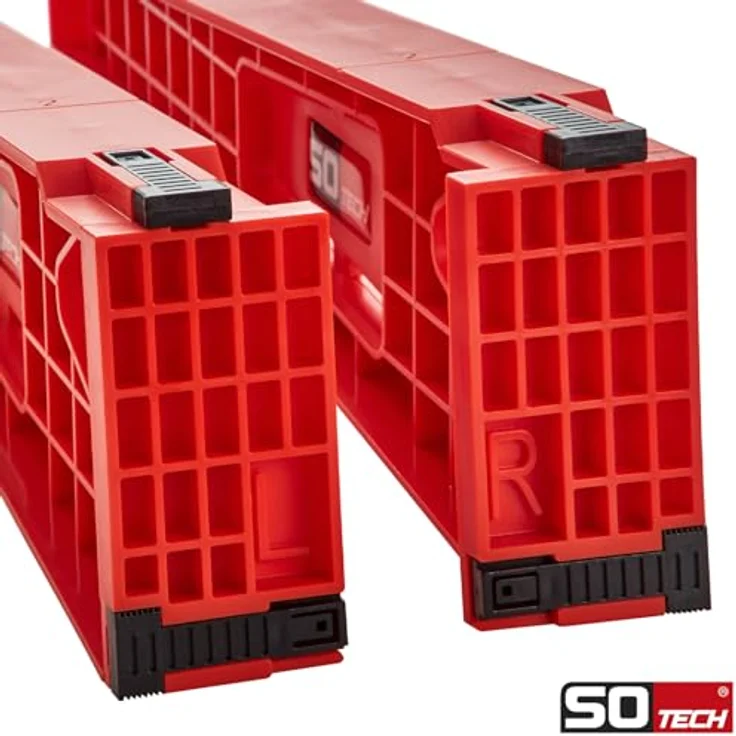 SO-TECH Montagehilfen für Schubladenauszüge, 1 Paar (links/rechts), 355 x 47,5 x 99,5 mm, rot, Einbauhilfe für Vollauszüge und Teilauszüge – Bild 3