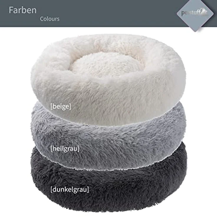 Petstuff Hundekissen Rund Donut, rutschfest, flauschig, waschbar, Farb- u. Größenwahl, beige, Ø 60 cm – Bild 4