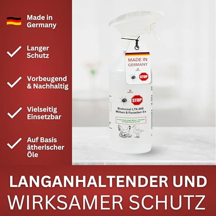 BIODELTA Milbenspray Hühner & Geflügel 1L - Hochwirksames Anti-Milbenmittel gegen Parasiten - Vorbeugend & bei akutem Befall – Bild 4