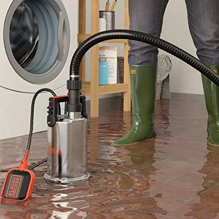 Black+Decker BXUP750XCE Tauchpumpe für Klarwasser, 750 W, max. Förderleistung 11.000 l/h, max. Förderhöhe 8,5 m, Grau – Bild 2