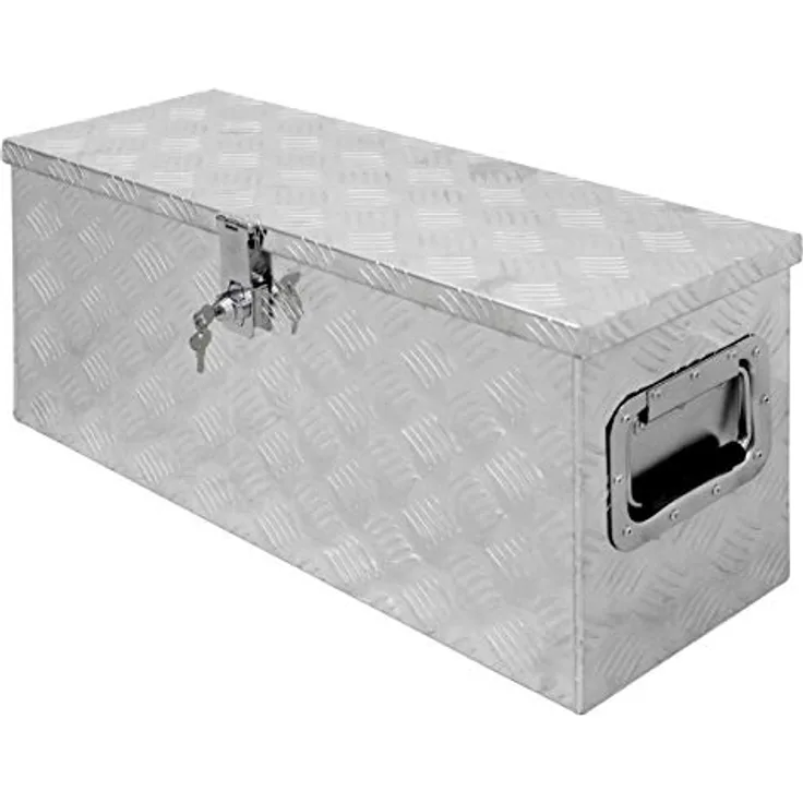 ECD Germany Aluminium Werkzeugbox, abschließbare Transportkiste mit 52 Litern Fassungsvermögen, silber, spritzwassergeschützt