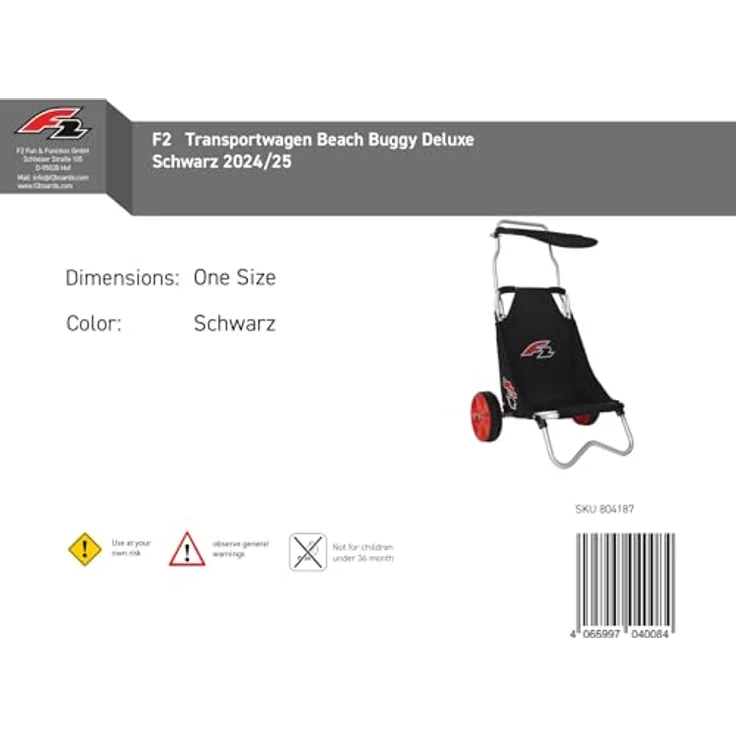 F2 Beach Buggy Deluxe, SUP-Transportwagen mit breiten Rädern, rostfreiem Alurohrrahmen, Nylongewebe-Sitz, schwarz, 2024/25 – Bild 6