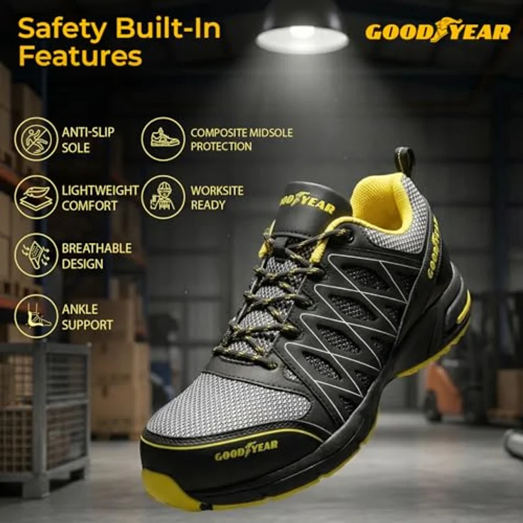 Goodyear GYSHU1502 Arbeitsschuh, sportlich mit antistatischer Strobelsohle, Mesh Obermaterial - Blau – Bild 3