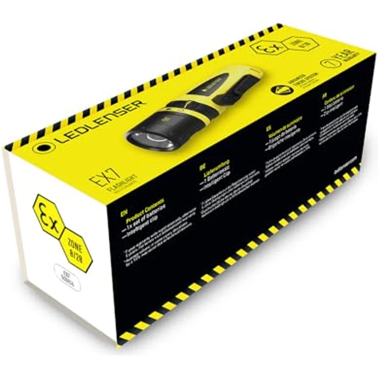 Ledlenser EX7, handliche fokussierbare Taschenlampe für Ex-Zone 0/20, Leuchtweite bis 120 m, inkl. Gürtelclip und 3 AA Batterien – Bild 4