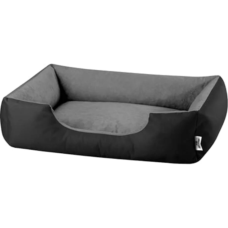 BedDog Hundebett LUPI, Hundekissen mit abziehbaren waschbaren Bezug, Hundekorb, Hundesofa für mittel-große Hunde, XL, schwarz-grau – Bild 1