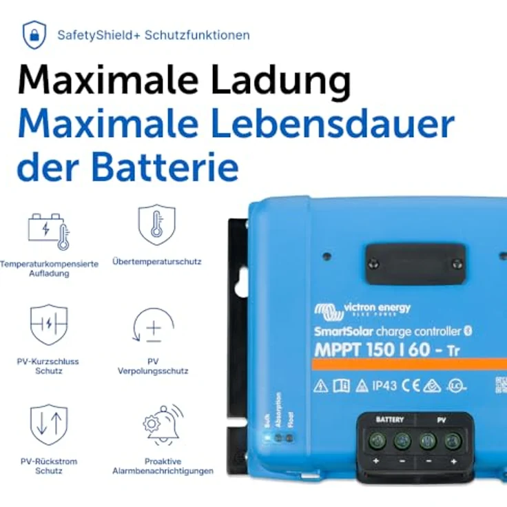 Victron Energy SmartSolar Laderegler MPPT 12 V, 24 V, 48 V, 60A, effizienter Solar-Laderegler mit Bluetooth und umfassendem Schutz – Bild 8