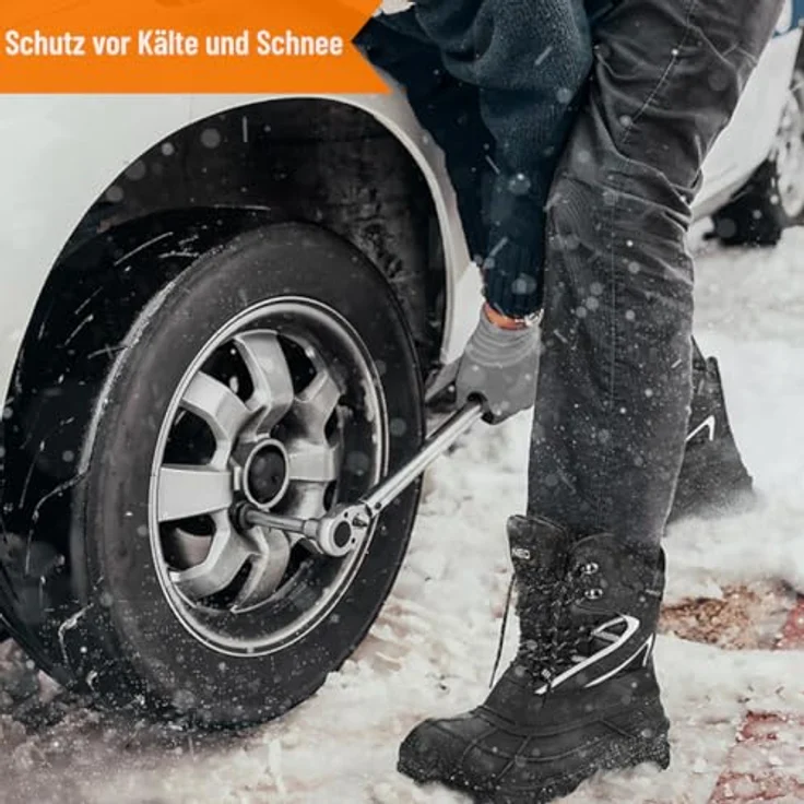 NEO TOOLS Herren-Schneestiefel 43, isoliert, rutschfest, mit Reflektoren, ökologisches Leder und TPR-Gummi – Bild 6