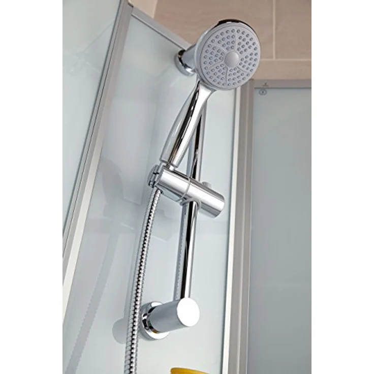 Schulte Fertigdusche Komplettdusche 120 x 80 cm Duschtempel Ibiza, 5 mm Sicherheits-Glas, Profile alu natur, Rückwände light-grün, Duschwanne weiß – Bild 4