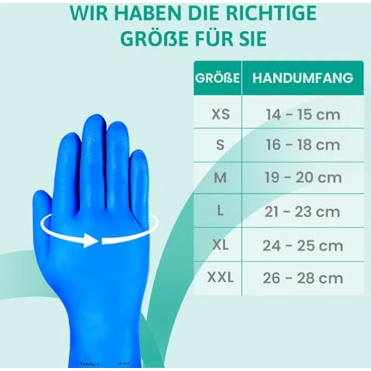 Ansell AlphaTec 37-310 Nitril-Handschuh Lang, für die Zubereitung von Lebensmitteln sowie Reinigungs- und Mechanikarbeiten, Blau, Größe 11 (12 Paar) – Bild 12