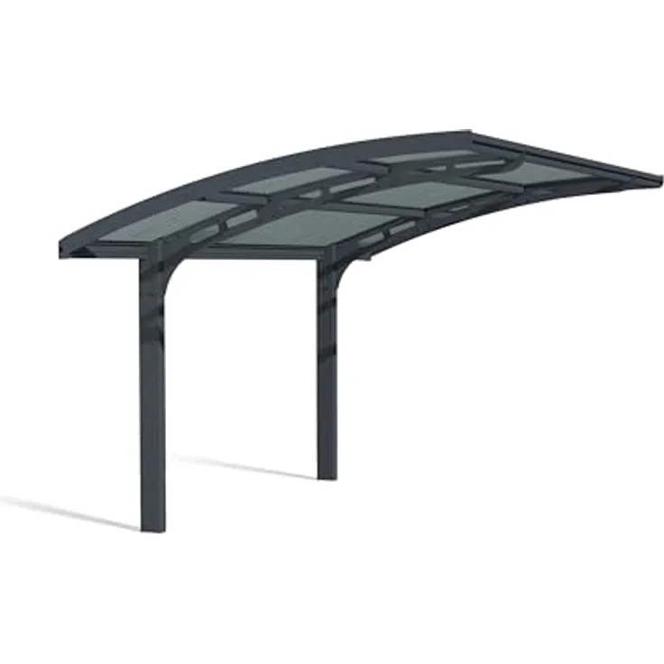 Palram Canopia Carport Bausatz Arizona Wave 495 x 289cm, Einzelcarport aus rostfreiem Aluminium mit Polycarbonat-Dach in Anthrazit, witterungsbeständig und wartungsfrei