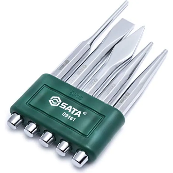SATA ST09161SJ Stanz- und Meißel-Set mit Chrom-Finish und professioneller robuster CR-V-Stahlkonstruktion