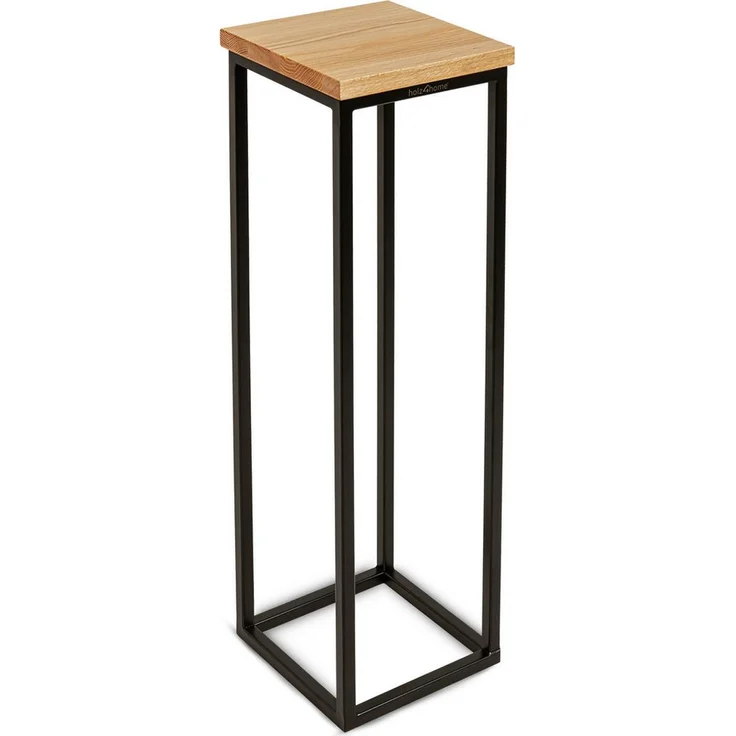 holz4home® Blumenständer Dekoständer aus Eichenholz Massiv Natur Geölt I Dekosäule Stahlrahmen, Loft- und Industriestil – Bild 1