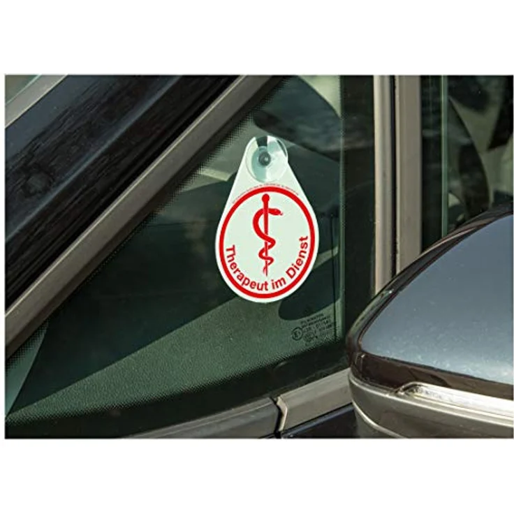 BOI DOKUTECH Hinweisschild "Therapeut im Dienst", mit Saugnapf, rot, 8 x 11 cm, PVC, für medizinische Zwecke – Bild 3