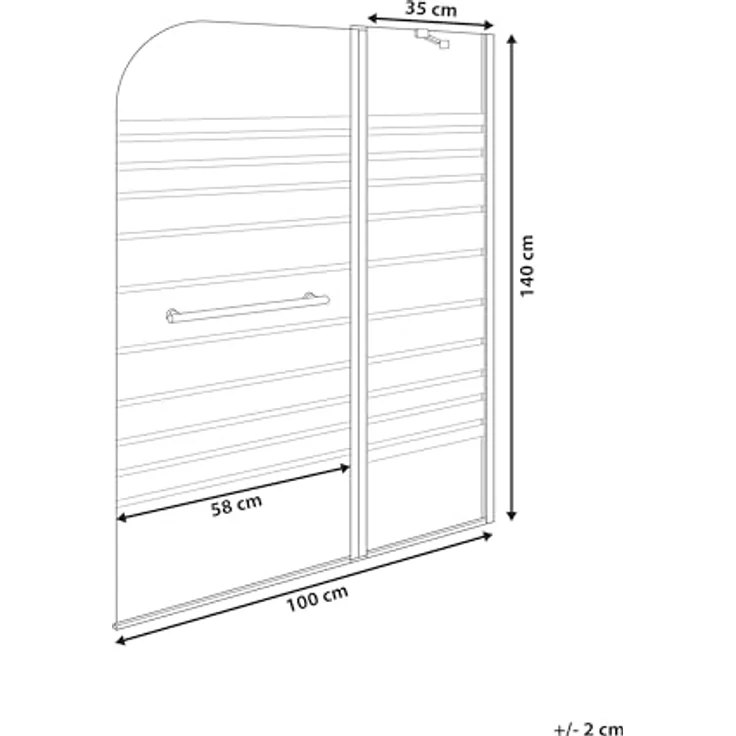 BELIANI Badewannenaufsatz Gold, 2-teilige Duschabtrennung aus Sicherheitsglas mit Schwingtür und Aluminiumprofil, 140 cm hoch, 100 cm breit, modern für Badezimmer – Bild 3