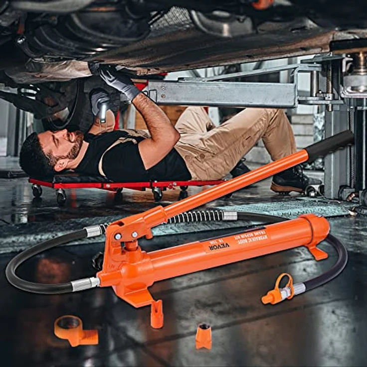 VEVOR Hydraulischer Wagenheber Luftpumpe 10 t, Lufthydraulischer Heber mit 135 mm Hub in Rot, inkl. 100/195/300/500 mm Verlängerungsstange, elektrostatisches Pulversprühen für Autoreparatur – Bild 8