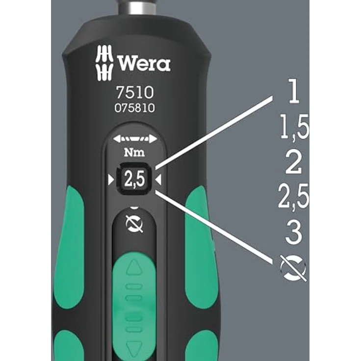 Wera 05075810001 7510 Kraftform Safe-Torque Speed Drehmomentschraubendreher, 1-3 Nm, 1/4" x 1,0 Nm x 1,5 Nm x 2,0 Nm x 2,5 Nm x 3,0 Nm x 147,5 mm – Bild 2