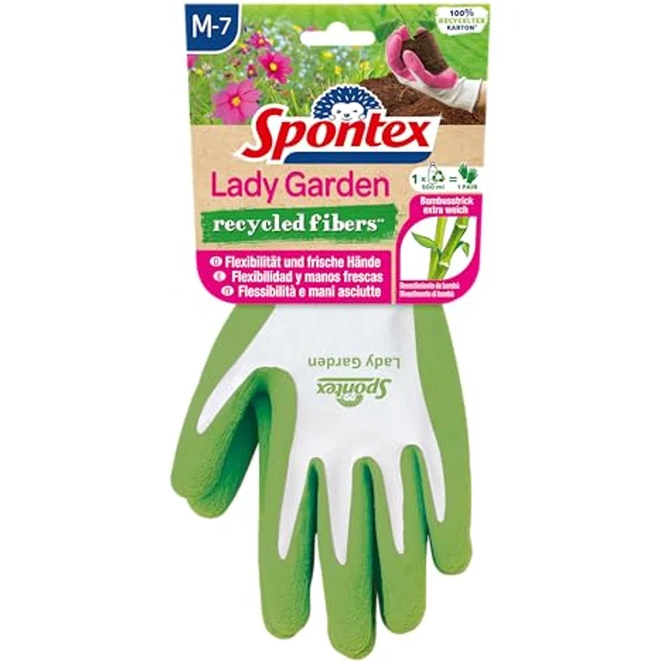 Spontex Lady Garden Gartenhandschuhe, extra weicher Strick aus Bambus-Viskose und recyceltem PET, Größe M, 1 Paar, Farbe nicht frei wählbar – Bild 2