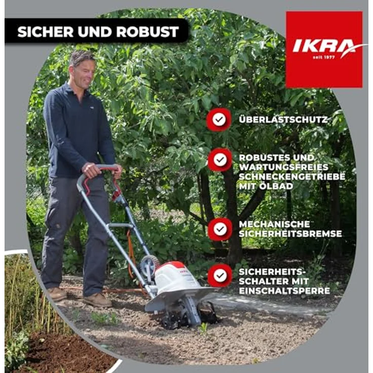 IKRA Elektro Bodenhacke Kultivator FEM 1500 flexible Arbeitsbreite 17-45cm Arbeitstiefe bis 23cm starke 1500W – Bild 7