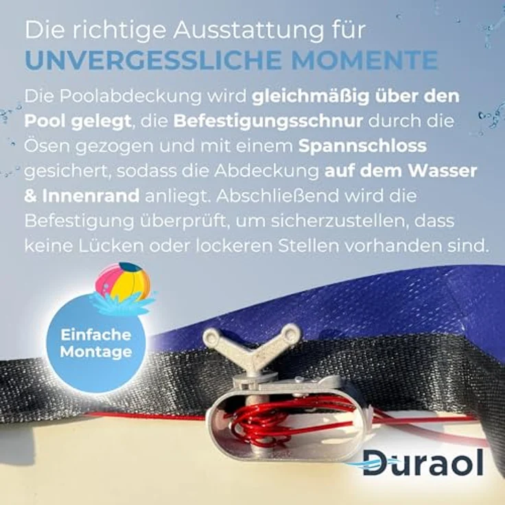 Winterabdeckplane für Rundbecken 300 g-m² mit Randverstärkung, geeignet für Beckengröße: 3 m, blau, schwarz - Preisvergleich – Bild 4