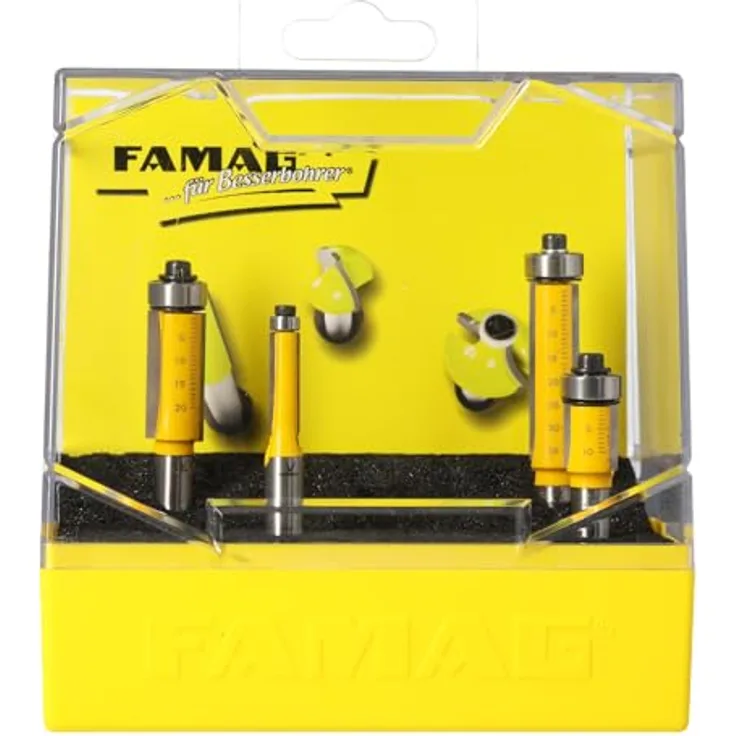FAMAG 4-teiliges Bündigfräser Set HM-bestückt in Kunststoff-Box - 3101.904