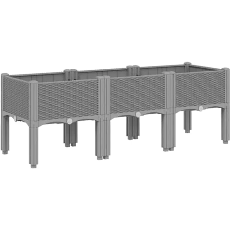 vidaXL Pflanzkasten mit Beinen Hellgrau 120x40x42 cm PP