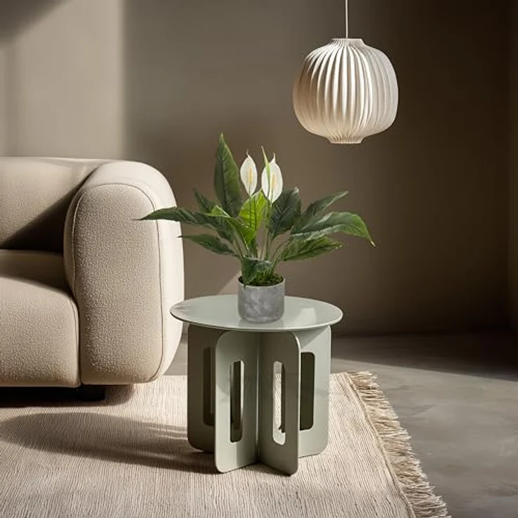 hjh OFFICE Kunstpflanze Spathiphyllum 1 – 60 cm, pflegeleicht und geruchslos mit weißen Blüten, Kunststoff-Topf in Steinoptik – Bild 4