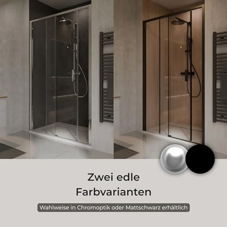 Schulte Duschkabine Sunny 120 x 200 cm, Schiebetür für Nische, 6 mm ESG Sicherheitsglas Klar, Profil Chromoptik, anschlaglos – Bild 7
