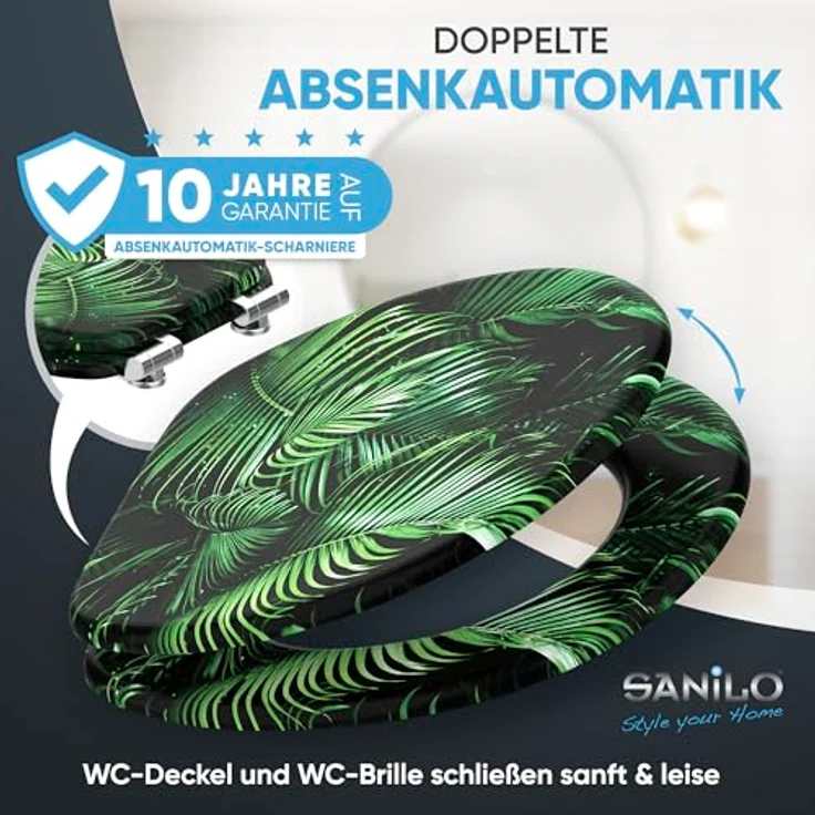 Sanilo WC Sitz Palmdream, Holztoilettendeckel mit Absenkautomatik, antibakterieller Oberfläche, stabile Ausführung, 200 kg belastbar – Bild 3