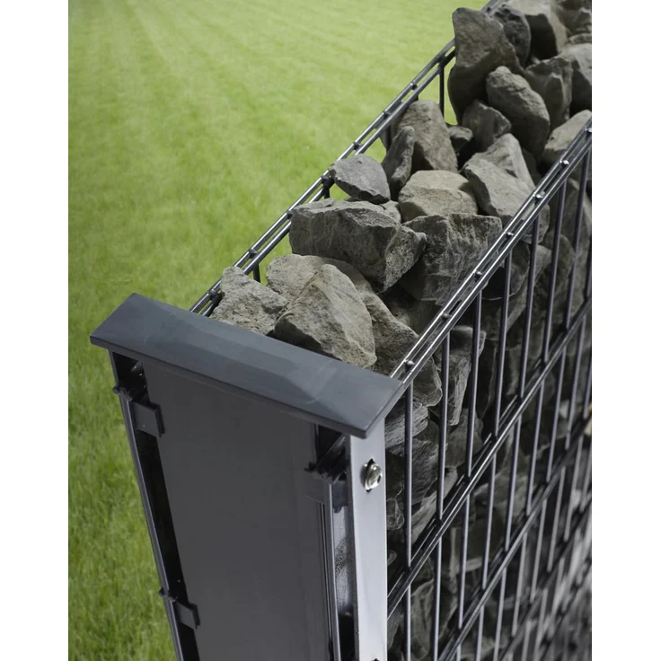 Floraworld Gabionen-Pfosten Premium 240 x 12 x 4 cm, anthrazit, zinkphosphatiert und pulverbeschichtet, geeignet für Doppelstabmatten