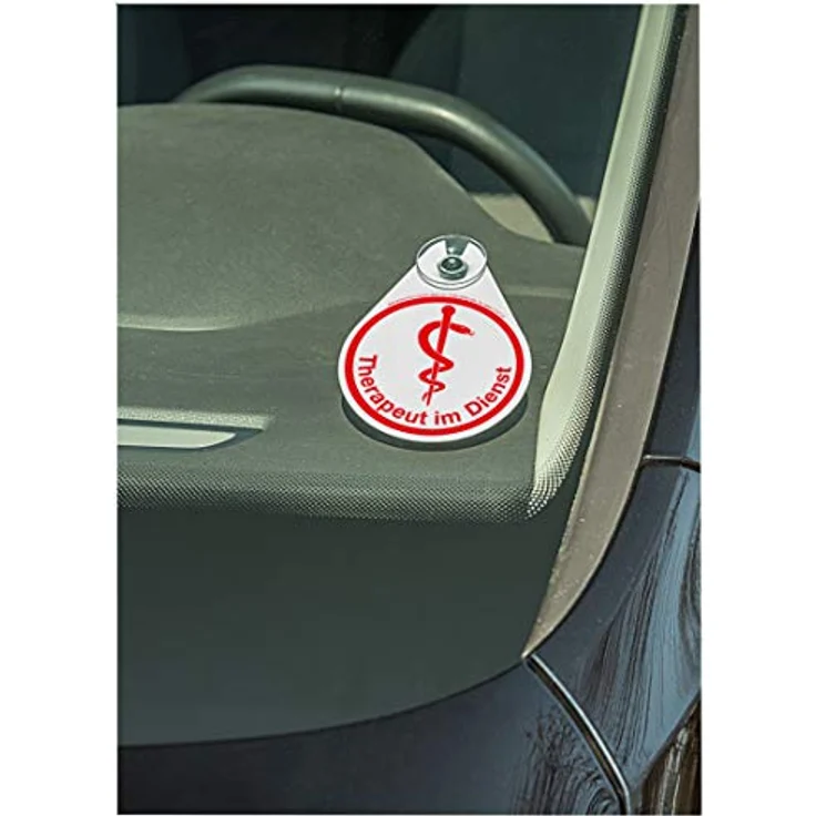 BOI DOKUTECH Hinweisschild "Therapeut im Dienst", mit Saugnapf, rot, 8 x 11 cm, PVC, für medizinische Zwecke – Bild 2