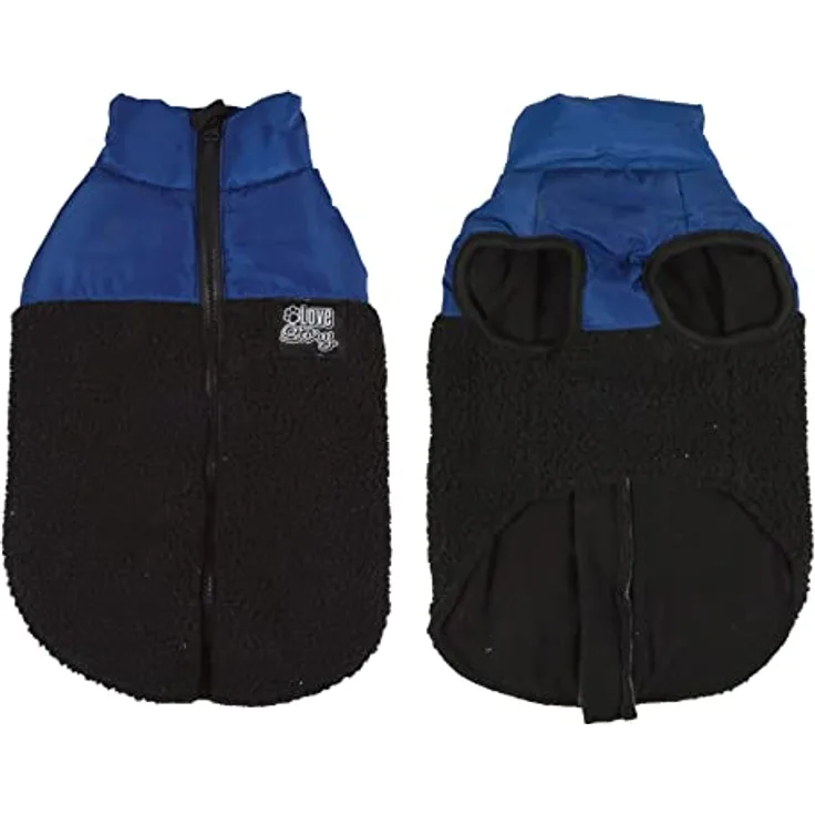 Hunde Mantel Winterjacke Hundemantel Hundebekleidung Fleece Jacke Teddyfleece Jacken Hundejacke Hundeweste Wintermantel Parka warm Hundekleidung Steppjacke blau (S)