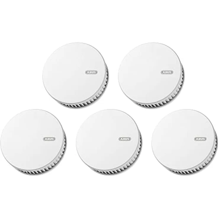 ABUS Rauchmelder RWM250 - 5er Set mit 12-Jahres-Batterie & Hitzewarnfunktion - für Küchen, Wohnräume und Wohnwagen - Q-Label & DIN EN14604 zertifiziert - Weiß