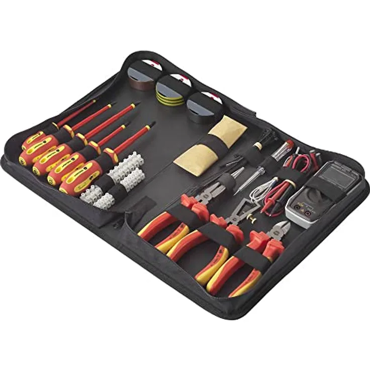 Toolcraft Werkzeugkoffer, VDE-Werkzeug-Set mit 50 Teilen, inkl. Voltcraft Digital-Multimeter VC-22, Nylontasche