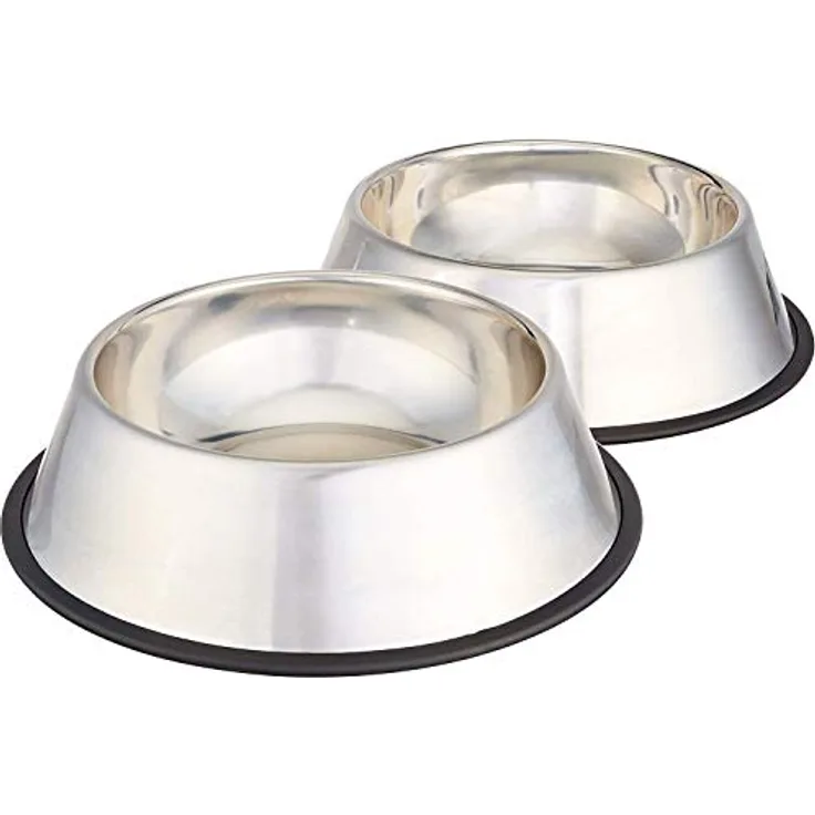 Amazon Basics Hundenapf, Edelstahl, 2 Stück, 946ml, Silberfarben