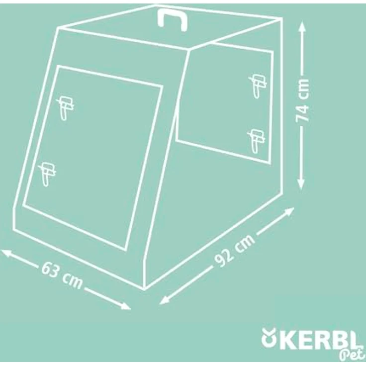 Kerbl Gittertransportbox, klappbar, schwarz, 92x63x74cm, mit 2 Türen, herausnehmbarer Kunststoffwanne – Bild 7