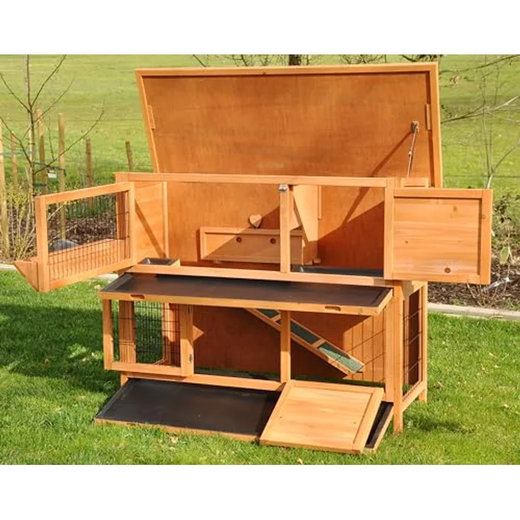 nanook Kaninchenstall Bommel Natur, mit Heuraufe, wetterfest, 122 x 50 x 103 cm – Bild 3