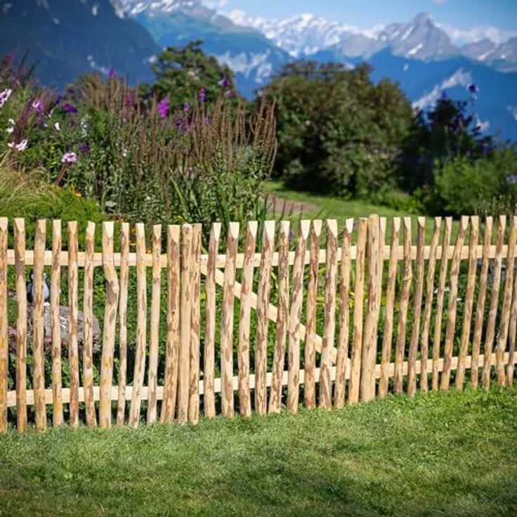 BooGardi Gartentor Staketentor natur, Hochwertiges Haselnuss-Vollholz, Lattenabstand 3-5cm, Inkl. Zubehör – Bild 6