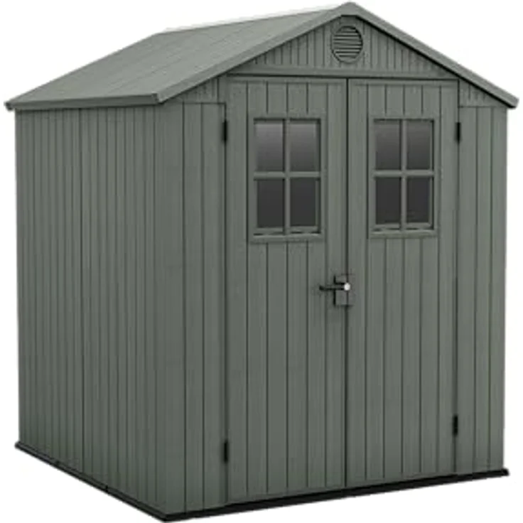 Keter Gartenhaus Darwin 6 x 6, Holzoptik, Salbeigrün, 3,3 m², 190 x 183 x 221 H cm – Bild 1