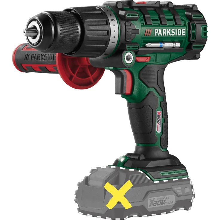 PARKSIDE® PSBSA 20-Li E4, 20V Akku Schlagbohrschrauber mit 2-Gang-Getriebe, LED-Arbeitsleuchte, Schnellspann-Bohrfutter und Zubehör im Koffer